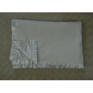 Little Me Solid White Baby Blanket Silky Satin Edge Trim Underside Lovey